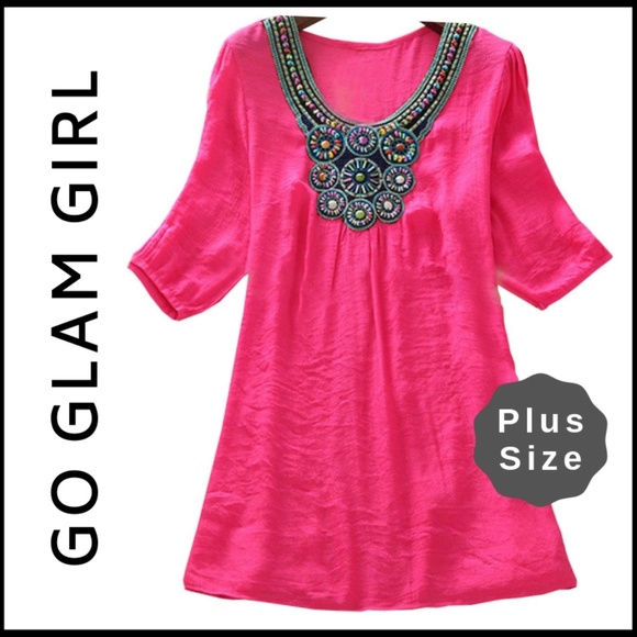 Glam Girl Fashion Tops - NWT PLUS SIZE - LAST ONE- Gorgeous Beaded Tunic